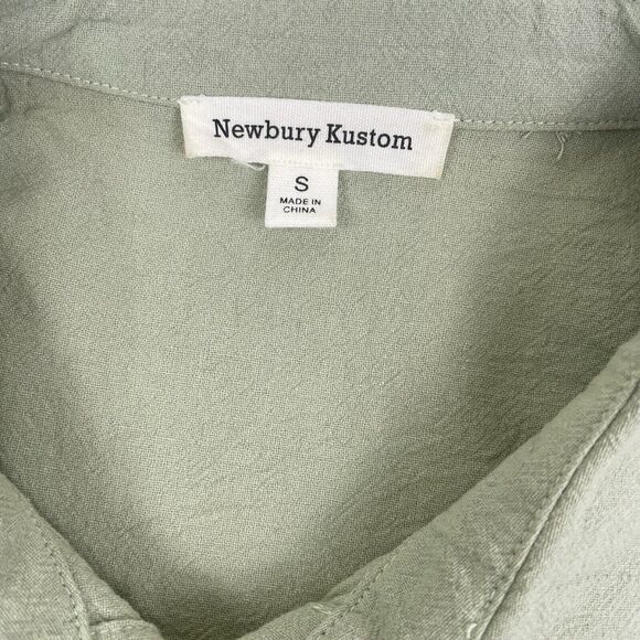 Newbury Kustom Sage Green Babydoll Lagenlook SS Button Top Tiered Ruffle Flowy S - Picture 2 of 8